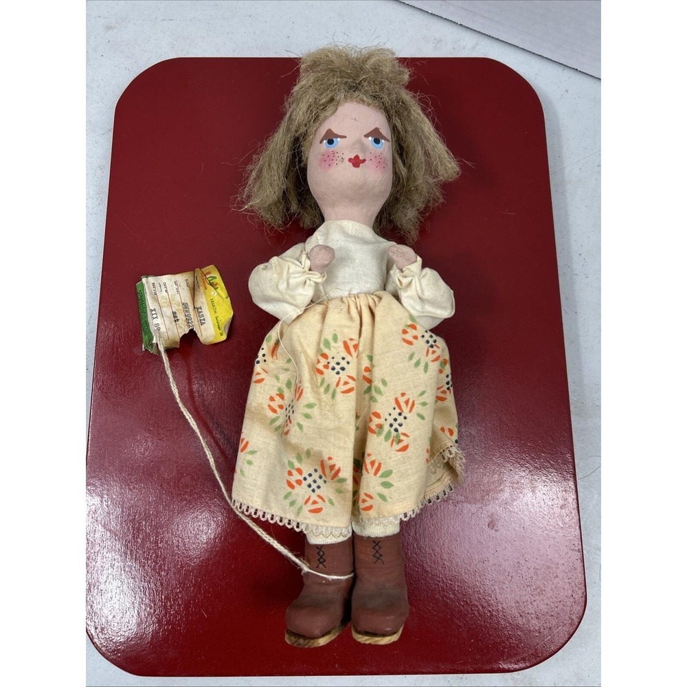 Vintage 1989 Polish Folk Doll Kasia Krakow Handmade Hand Painted Textile Art 8"